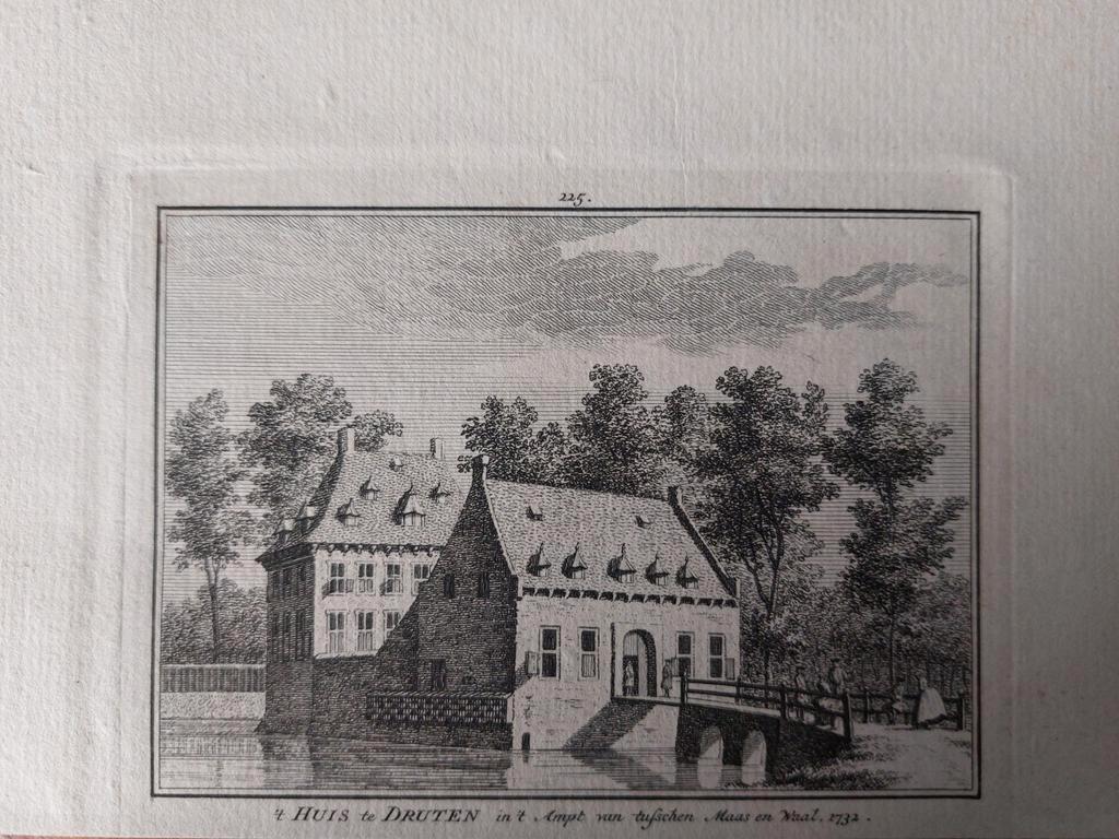 225 / 't Huis te Druten Ampt tusschen Maas en Waal Gravure, Ophalen of Verzenden