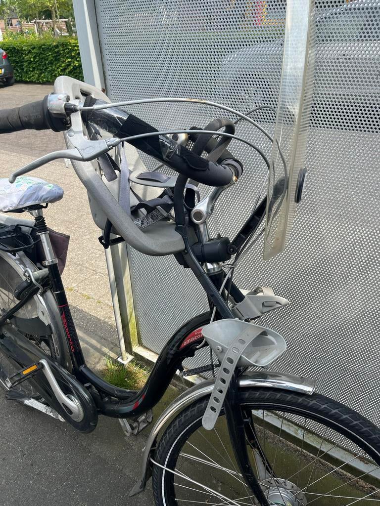 Stevige fiets met Yepp voorzitje en windscherm, Sparta, Gebruikt, Windscherm, Ophalen of Verzenden