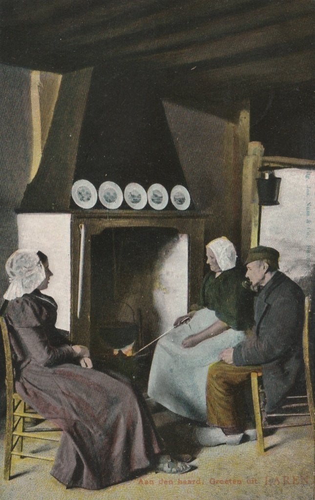 LAREN (N.H.) Aan de Haard Klederdracht 1909 kl.f., Verzenden, Voor 1920, Gelopen, Noord-Holland