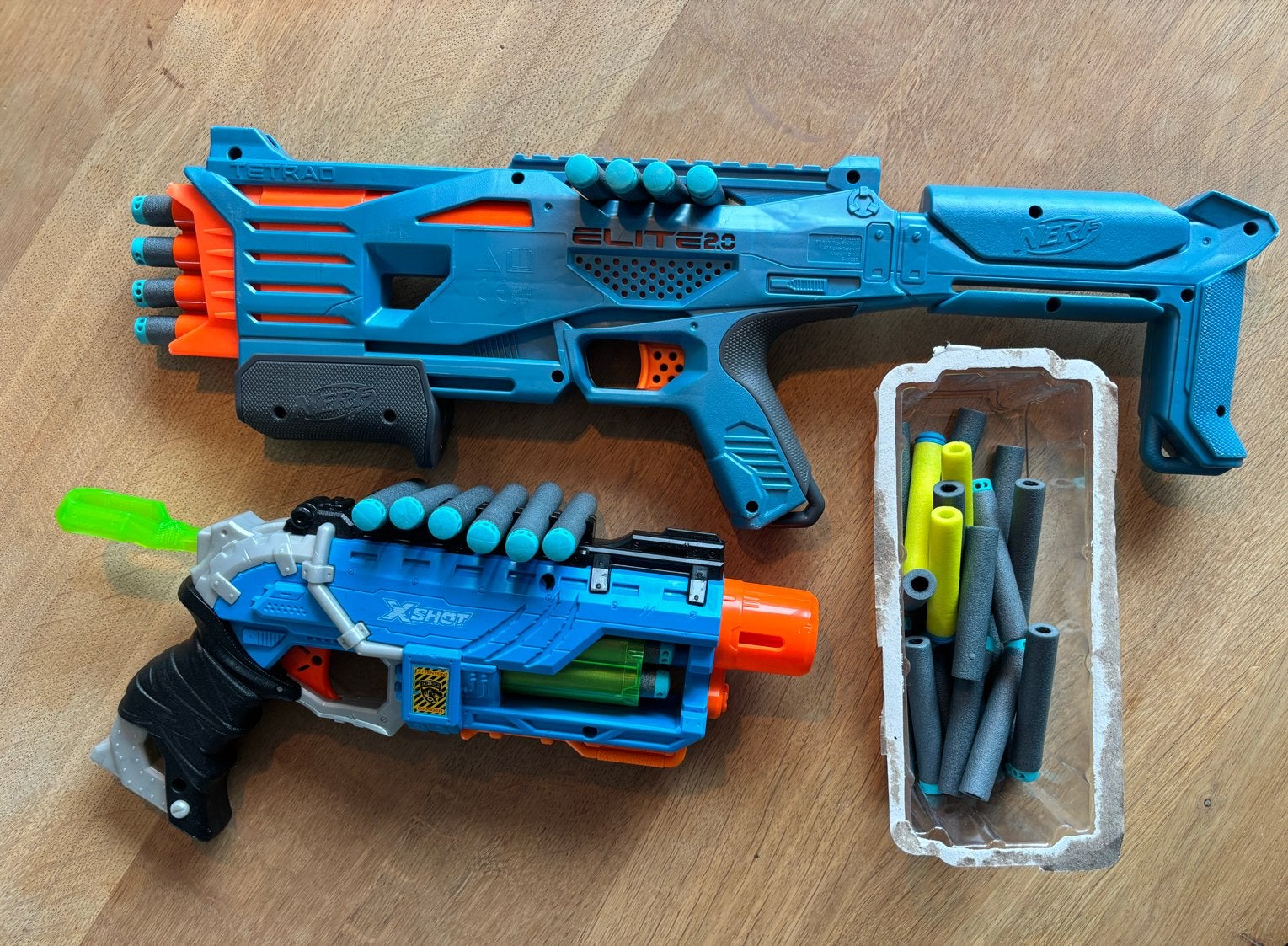 Set: Nerf Elite 2.0 en X-Shot Blasters met pijltjes, Ophalen of Verzenden, Gebruikt, Jongen of Meisje