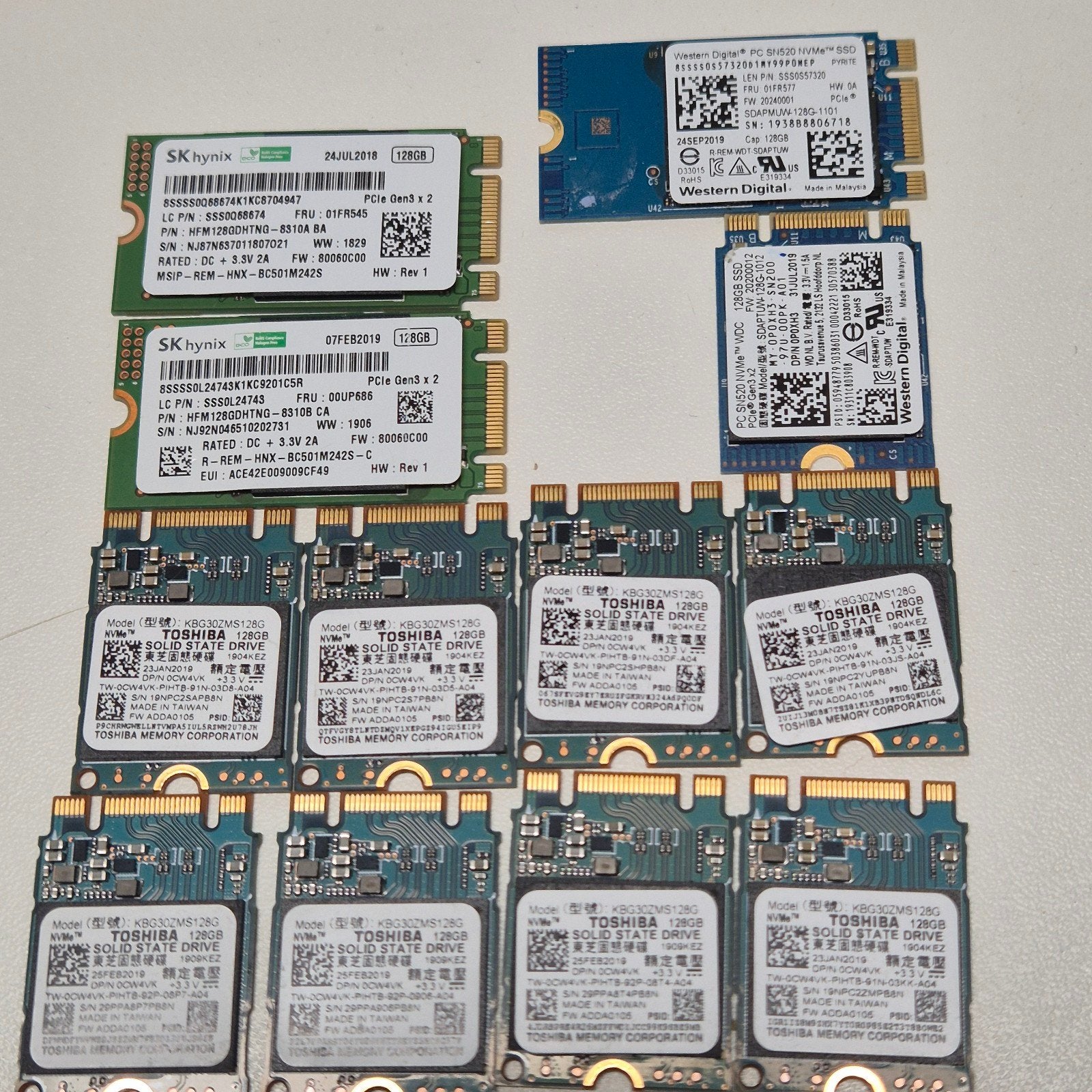 Diverse A merken 128GB m.2 SSD 2230/2242, Computers en Software, Harde schijven, Gebruikt, Laptop, Intern, SSD, Overige aansluitingen