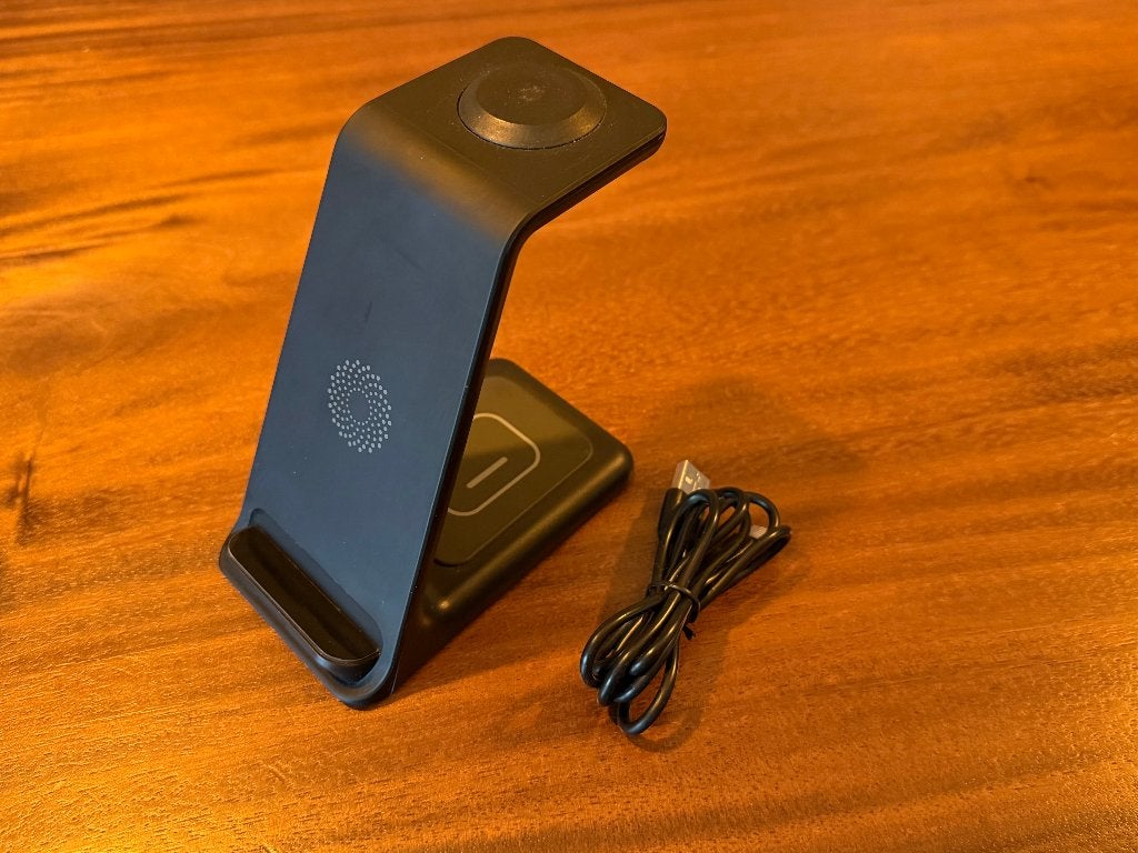 Draadloze oplader 3-voudig Apple iPhone+Watch+Airpods zwart, USB-C, Oplaadstation, Zo goed als nieuw, Apple