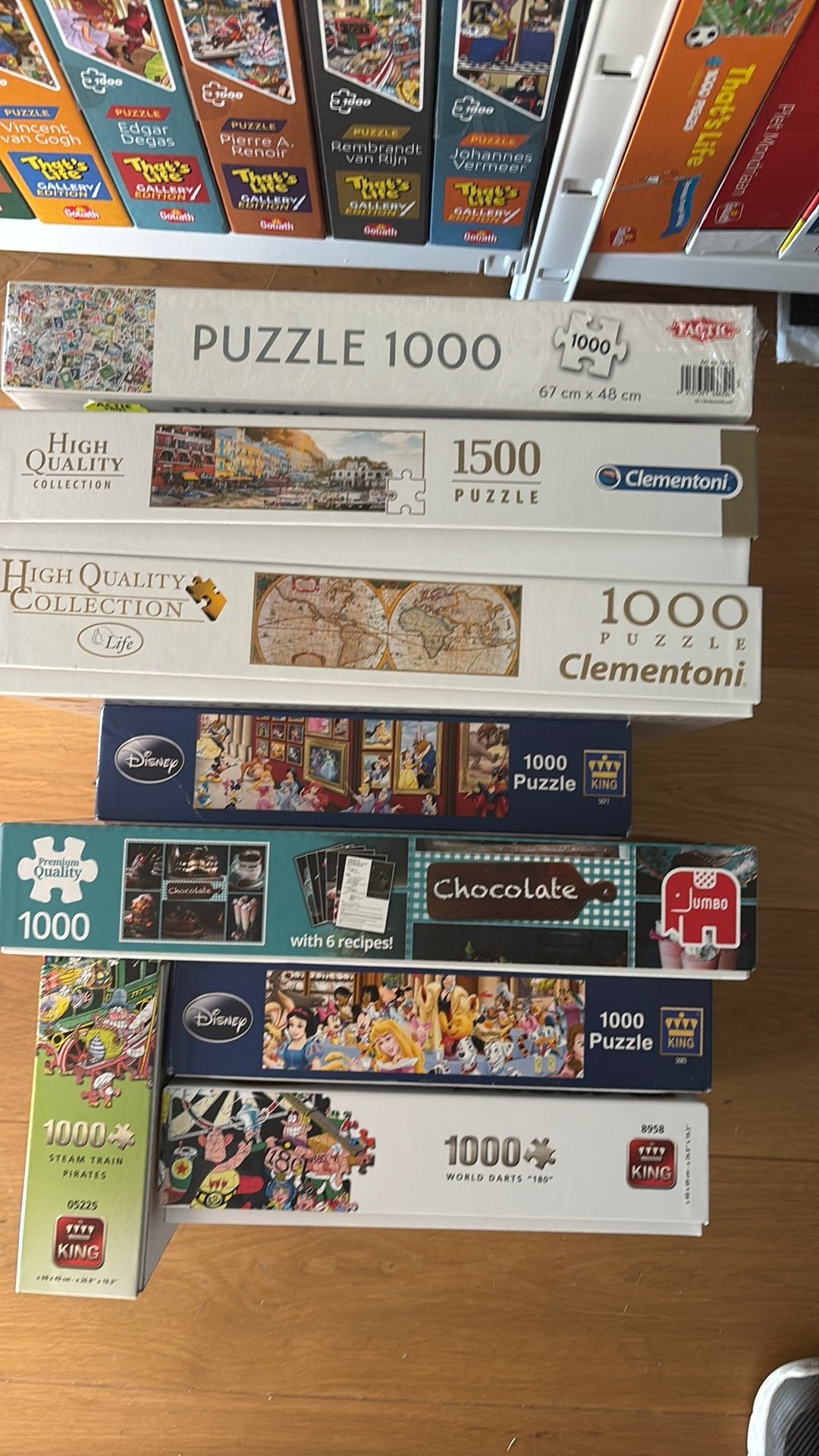 8 puzzels van 1000 en 1500 stukjes. Samen 15 euro, Ophalen, 500 t/m 1500 stukjes, Zo goed als nieuw