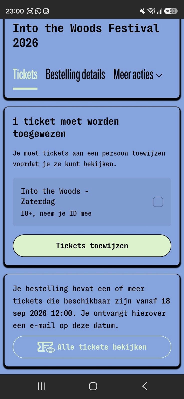 Zaterdagticket Into the Woods 19 september 2026, Tickets en Kaartjes, Eén persoon