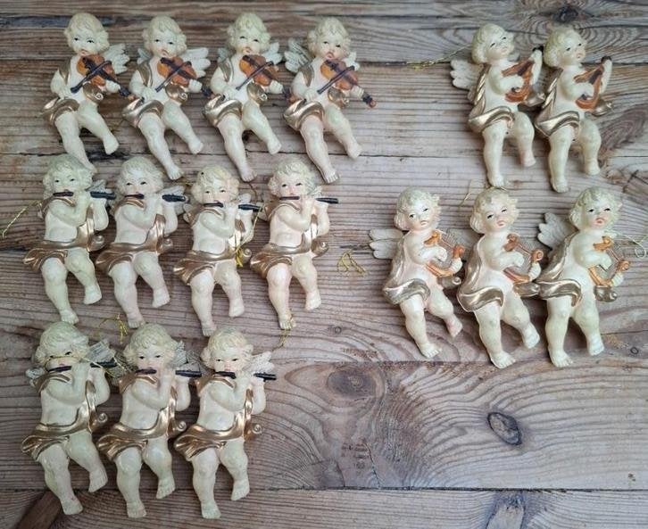 16 kerstengeltjes met muziek instrumenten, KERST, Diversen, Kerst, Gebruikt, -, -, Ophalen of Verzenden