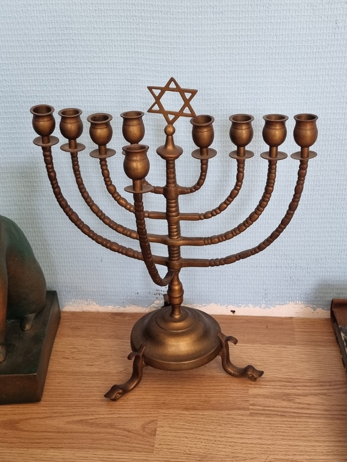 Klassieke Messing/Koperen Chanoekia - 9-armige Menorah, Ophalen of Verzenden