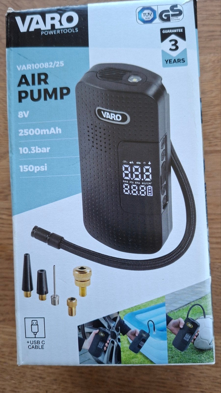Varo PowerTools VAR10082/25 Draagbare Luchtpomp, Ophalen of Verzenden, Drukmeter, Nieuw