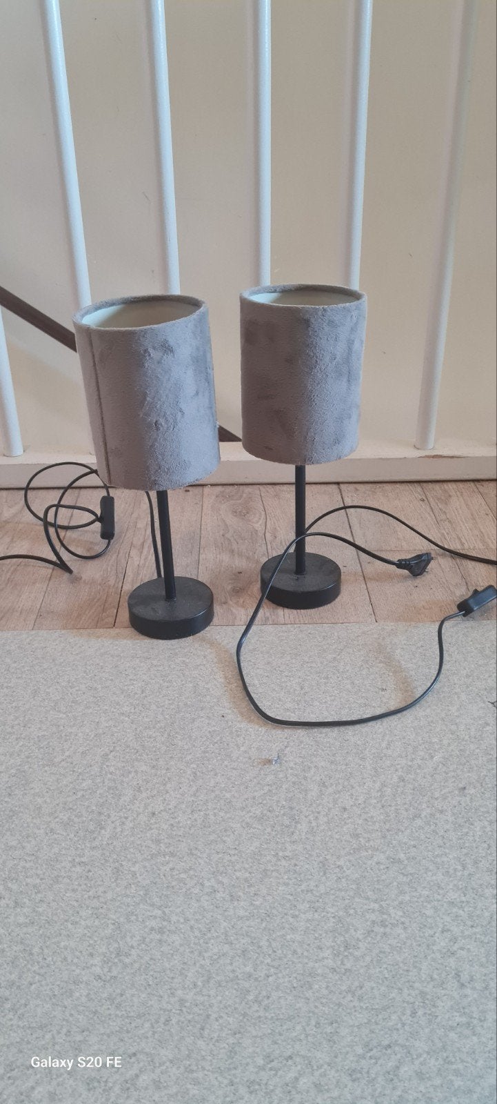 2 tafellampen en 2 design hanglampen, 33 cm, Nachtlamp, Met kap, Zo goed als nieuw