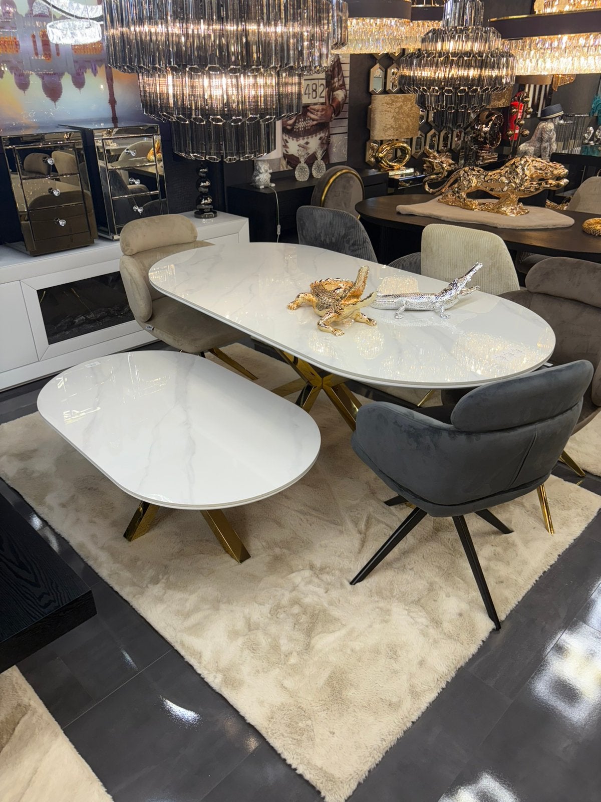 Eettafel eric kuster style NEW 3 maten tafels goud en zilver, Huis en Inrichting, Ophalen, Nieuw, 50 tot 100 cm, 150 tot 200 cm