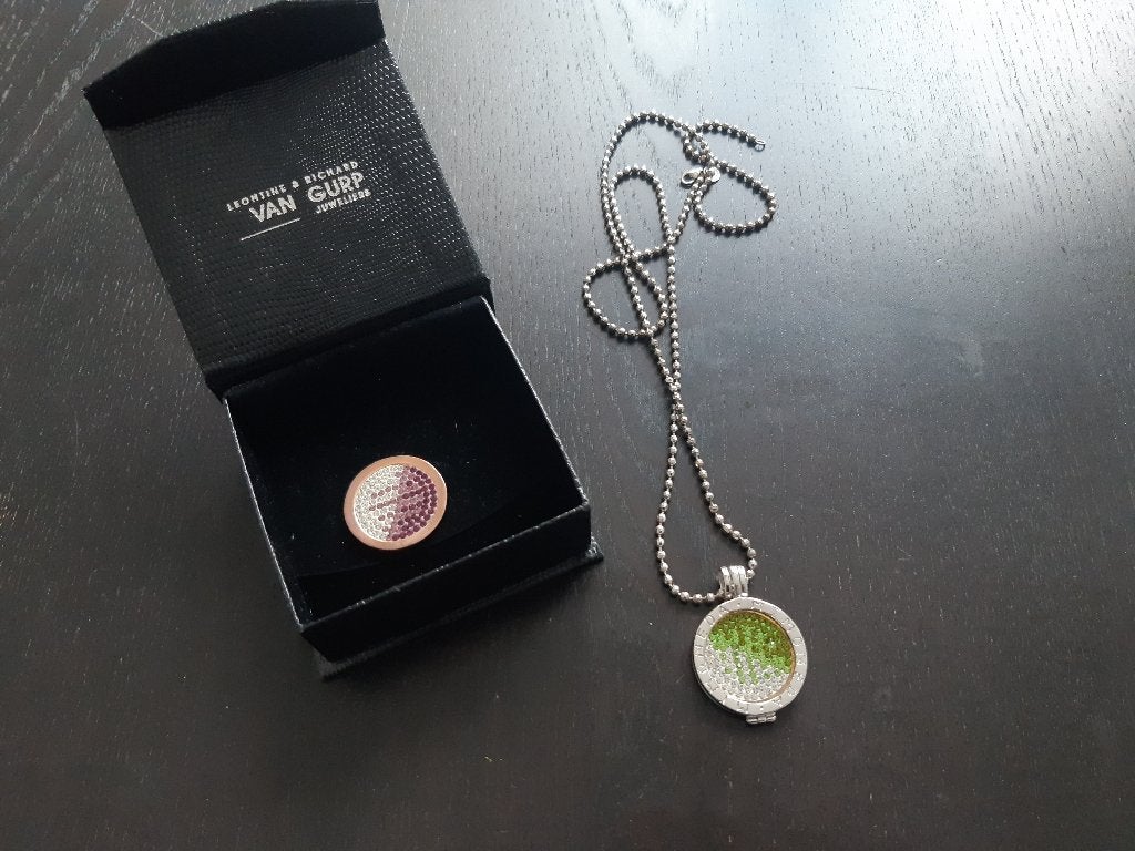 Mi Moneda ketting + 2 munten Swarovski, Ophalen, Overige materialen, Gebruikt, Met kristal