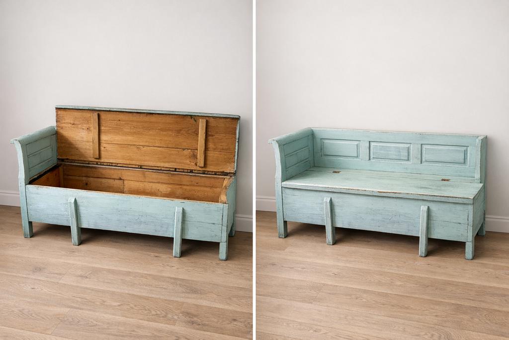 Klepbank brocante, Ophalen, Zo goed als nieuw, Wit, Vierkant