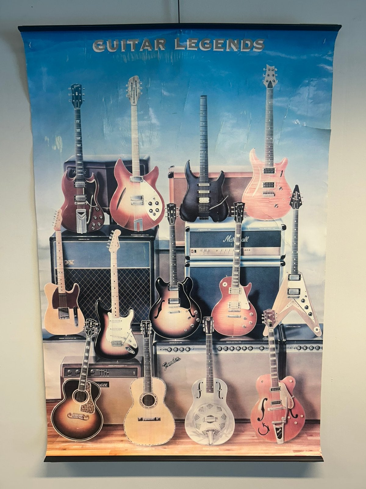 Gitaar poster oud gitaren Fender Les Paul Gibson, Ophalen of Verzenden