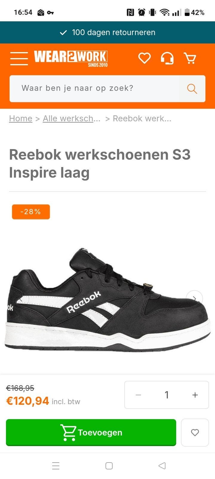 Reebok werkschoenen S3, maat 45 nieuw in doos!, Ophalen of Verzenden, Nieuw