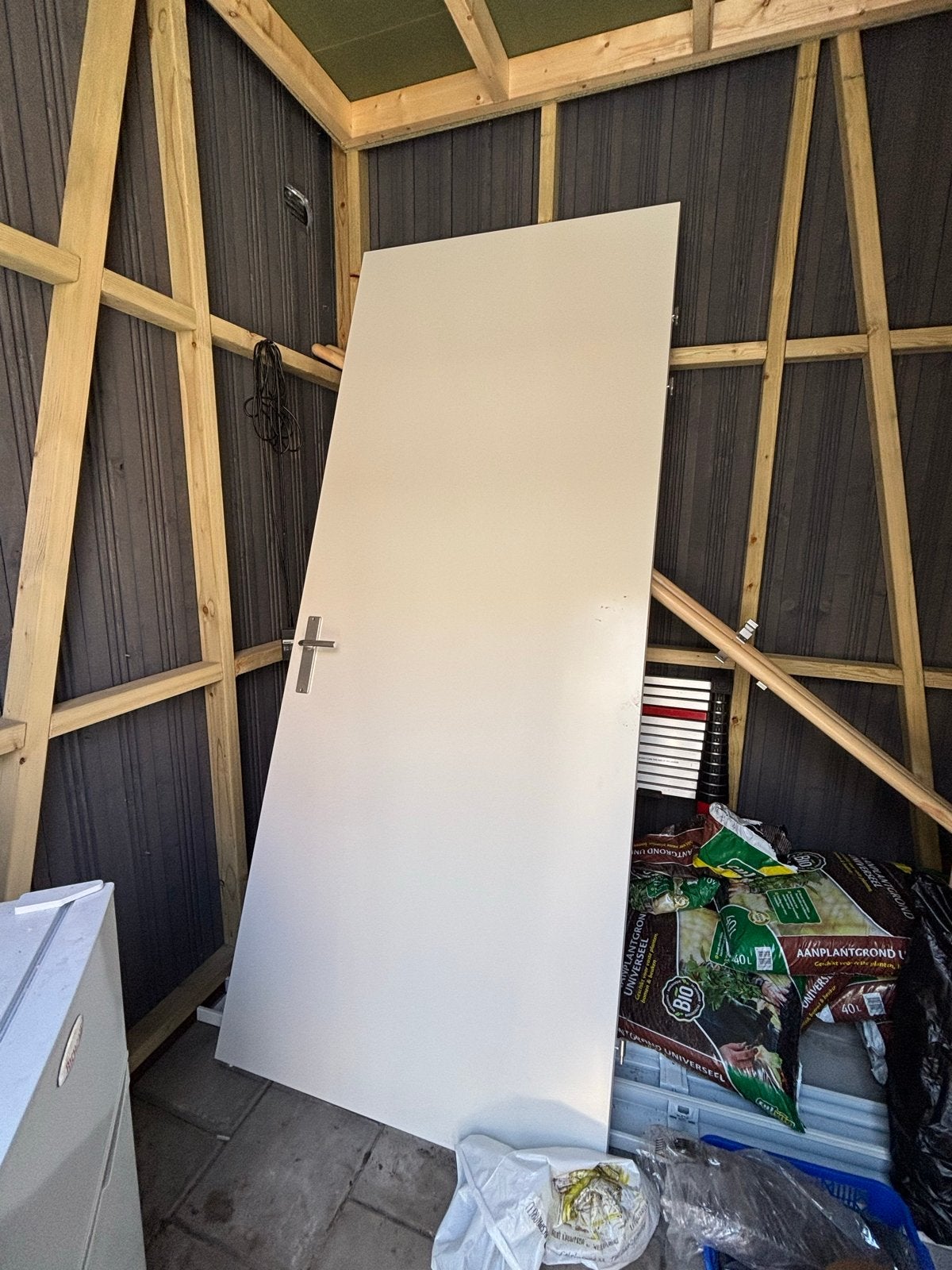 Witte binnendeur 95x230 cm met klink, Doe-het-zelf en Verbouw, Deuren en Horren, Ophalen, Gebruikt, 80 tot 100 cm, 215 cm of meer