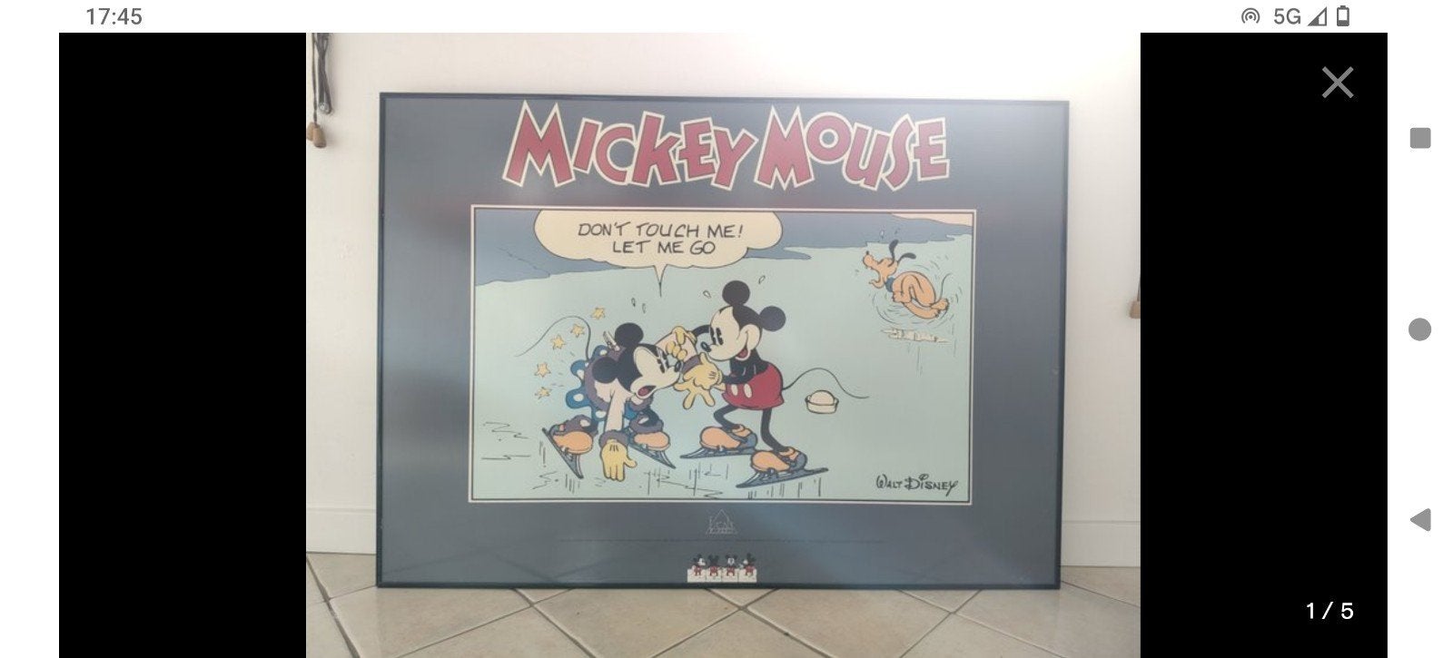 Vintage Disney Mickey Mouse Poster Jaren '80 met Lijst, Ophalen, Gebruikt, Film, Poster