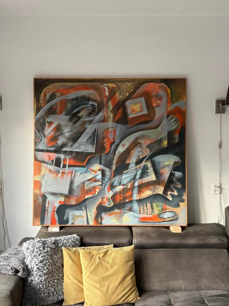 Frits van Eeden groot schilderij acryl op paneel gesigneerd, Huis en Inrichting, Woonaccessoires | Schilderijen, Tekeningen en Foto's