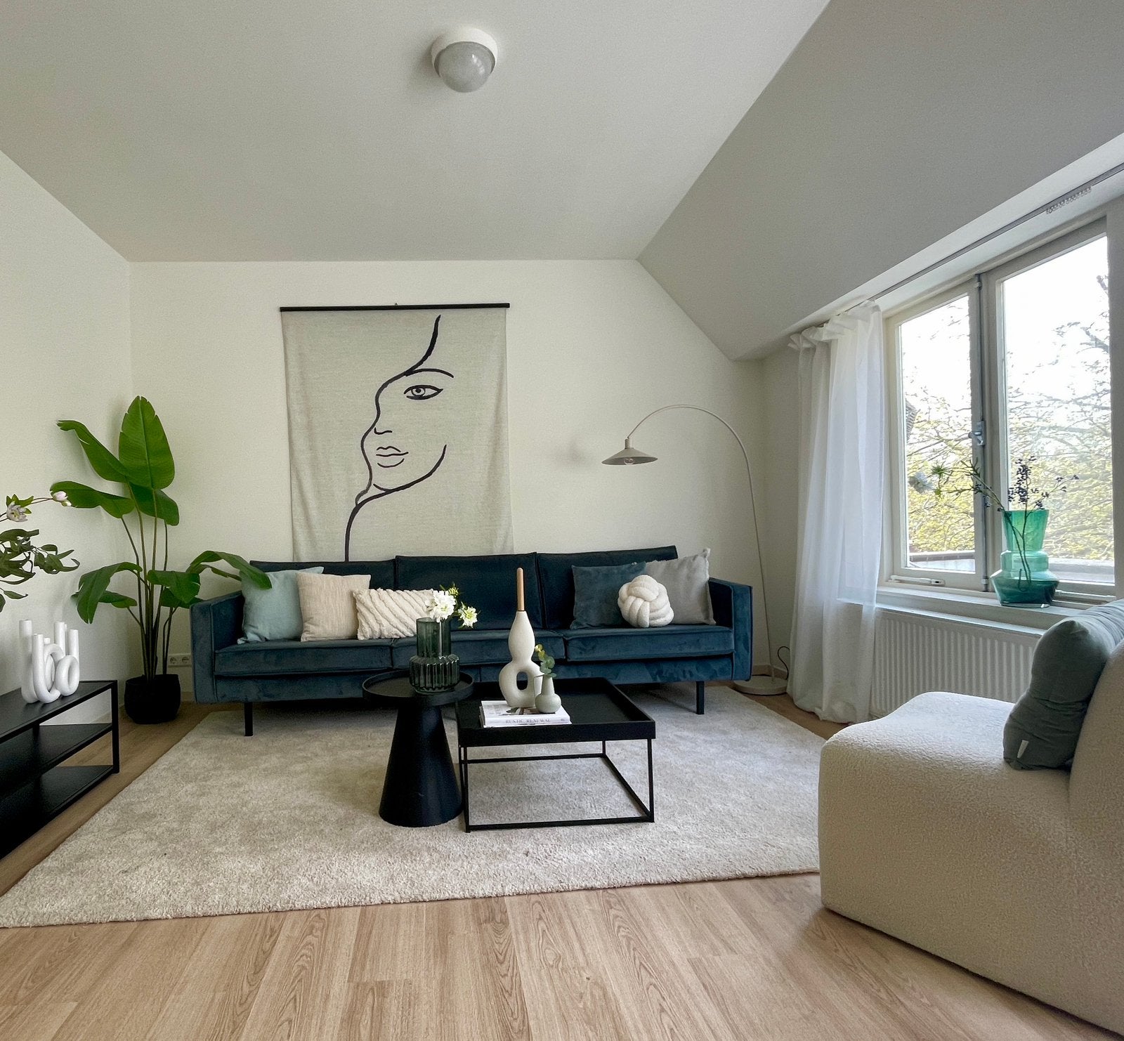 BePureHome Rodeo 3-zitsbank – Velvet Blauw, Huis en Inrichting, Banken | Bankstellen, Ophalen, 250 tot 300 cm, Driepersoons, 75 tot 100 cm