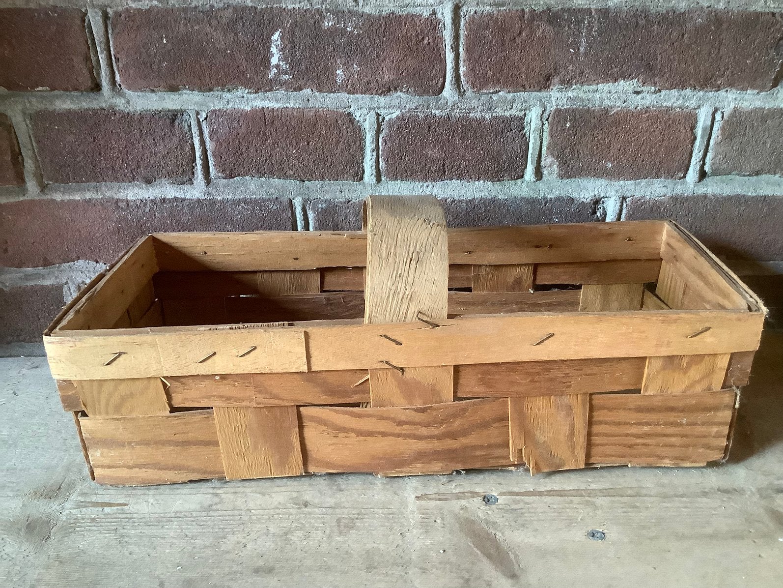 Vintage fruit plukmand spaanmand, Ophalen of Verzenden, Gebruikt