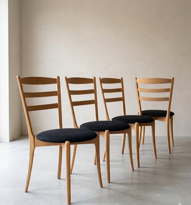 4 eetkamerstoelen Scandinavisch design, Ophalen, Scandinavisch design, Gebruikt, Zwart