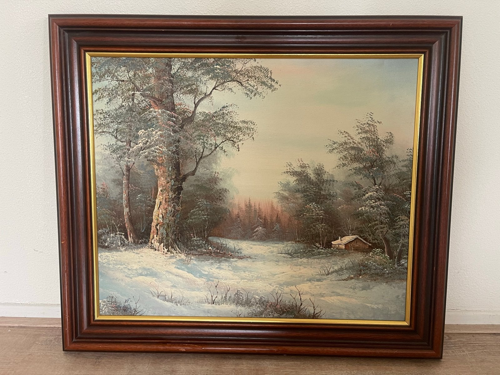 I. Cafieri – gesigneerd olieverfschilderij winterlandschap, Doek, Realistisch, Ophalen of Verzenden, Gesigneerd