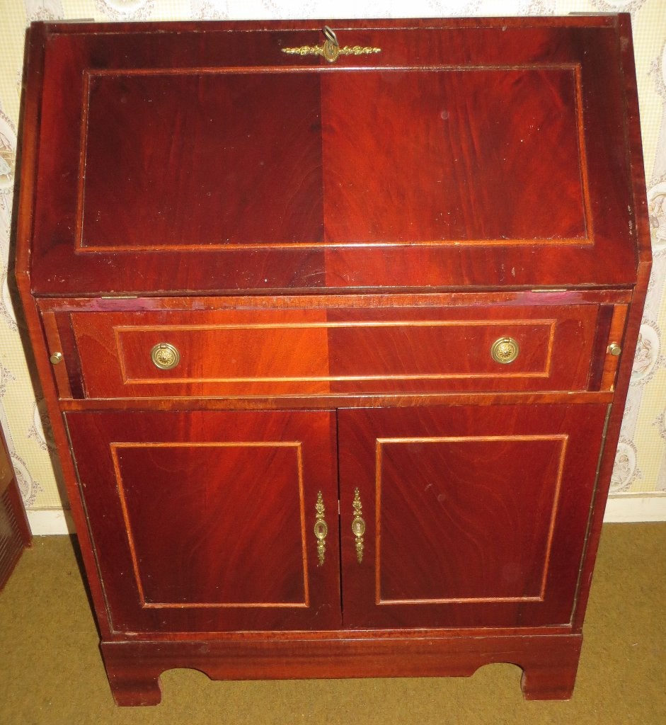 Vintage secretaire / klassiek bureautje / kastje met klep., Ophalen, Met lades, Gebruikt, Hout