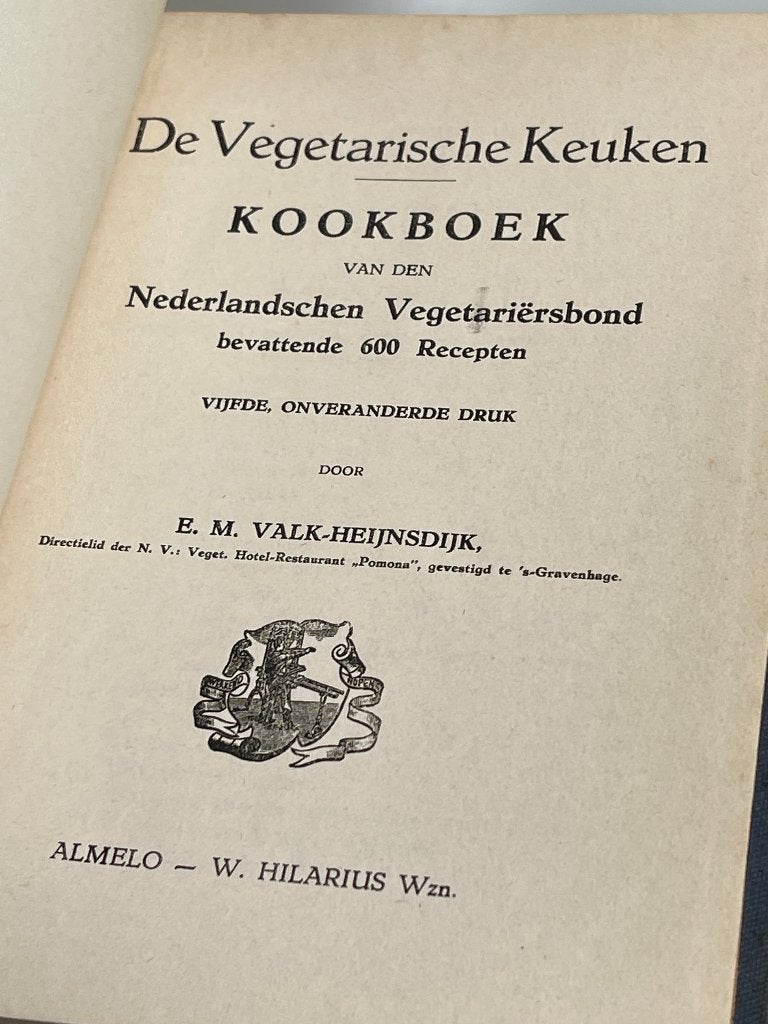 De Vegetarische Keuken van E.M. Valk-Heijnsdijk 5e druk 1921, Ophalen of Verzenden, Zo goed als nieuw, Nederland en België, Vegetarisch