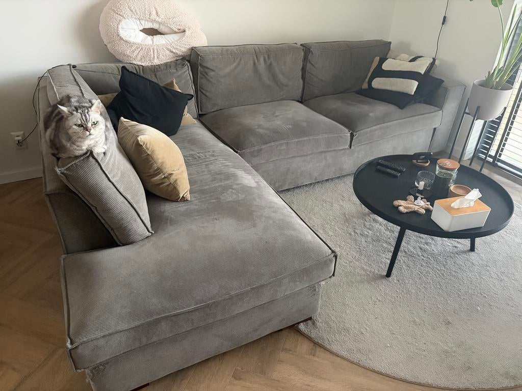 Woood hoekbank grijs, Huis en Inrichting, Banken | Bankstellen, Ophalen, 250 tot 300 cm, Gebruikt, 100 tot 125 cm