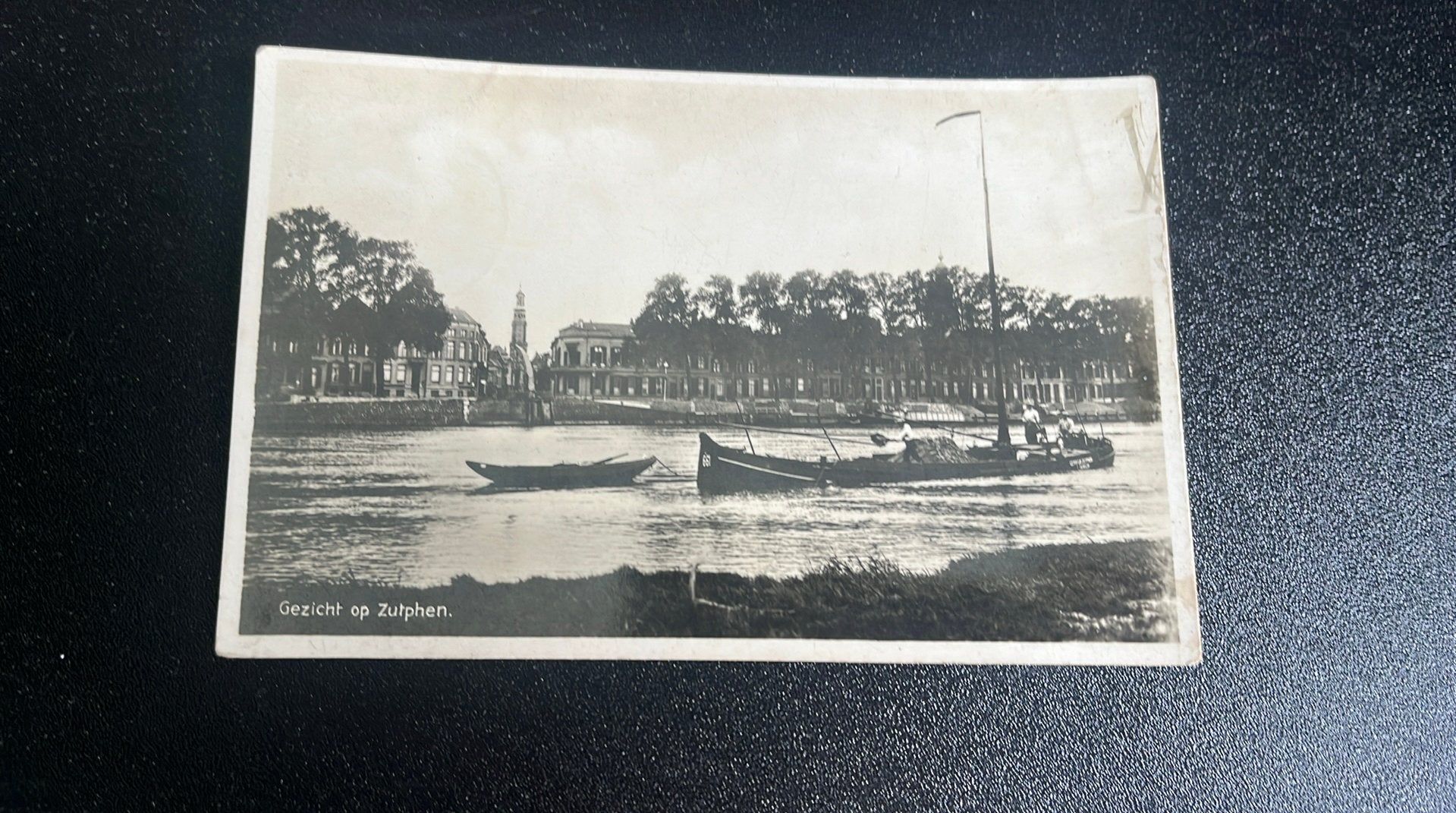 Vrachtschip op Ijssel Zutphen 1932, Ophalen of Verzenden, Gebruikt, Motorboot, Kaart, Foto of Prent