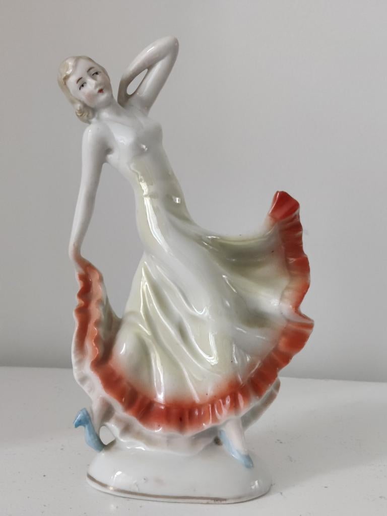 Art deco danseres beeldje gemerkt, Antiek en Kunst, Ophalen of Verzenden