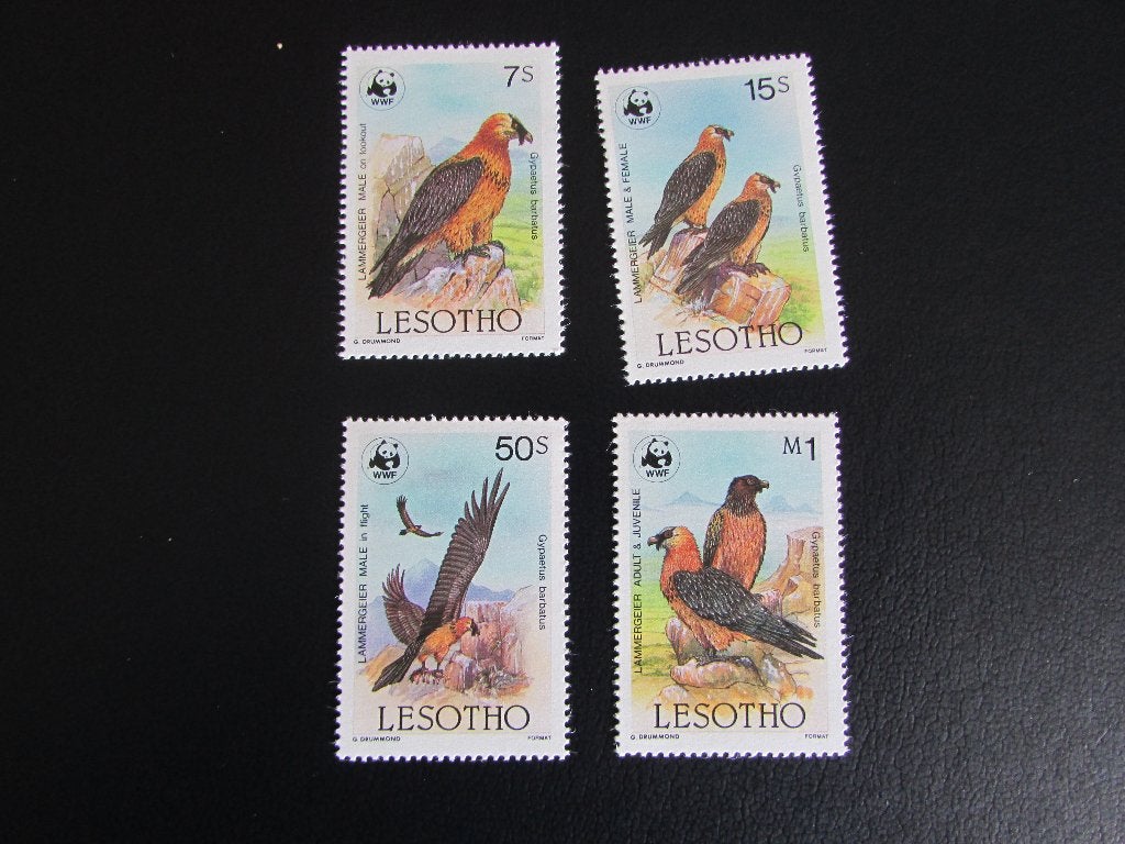 Postzegel Vogel: Serie van 4 Lammergieren uit Lesotho, Ophalen of Verzenden, Postfris, Dier of Natuur