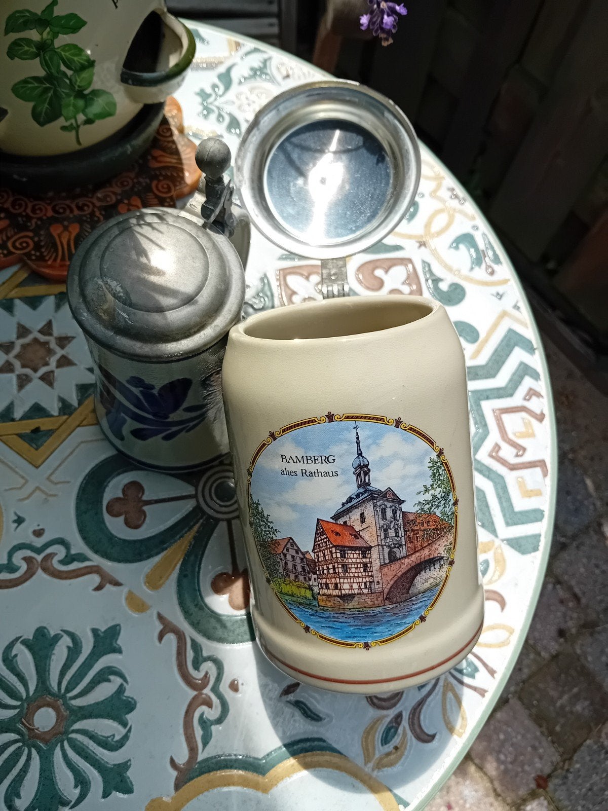 Vintage Duitse Bierpullen met Tin Deksel - Theo Kühn, Antiek en Kunst, Verzenden