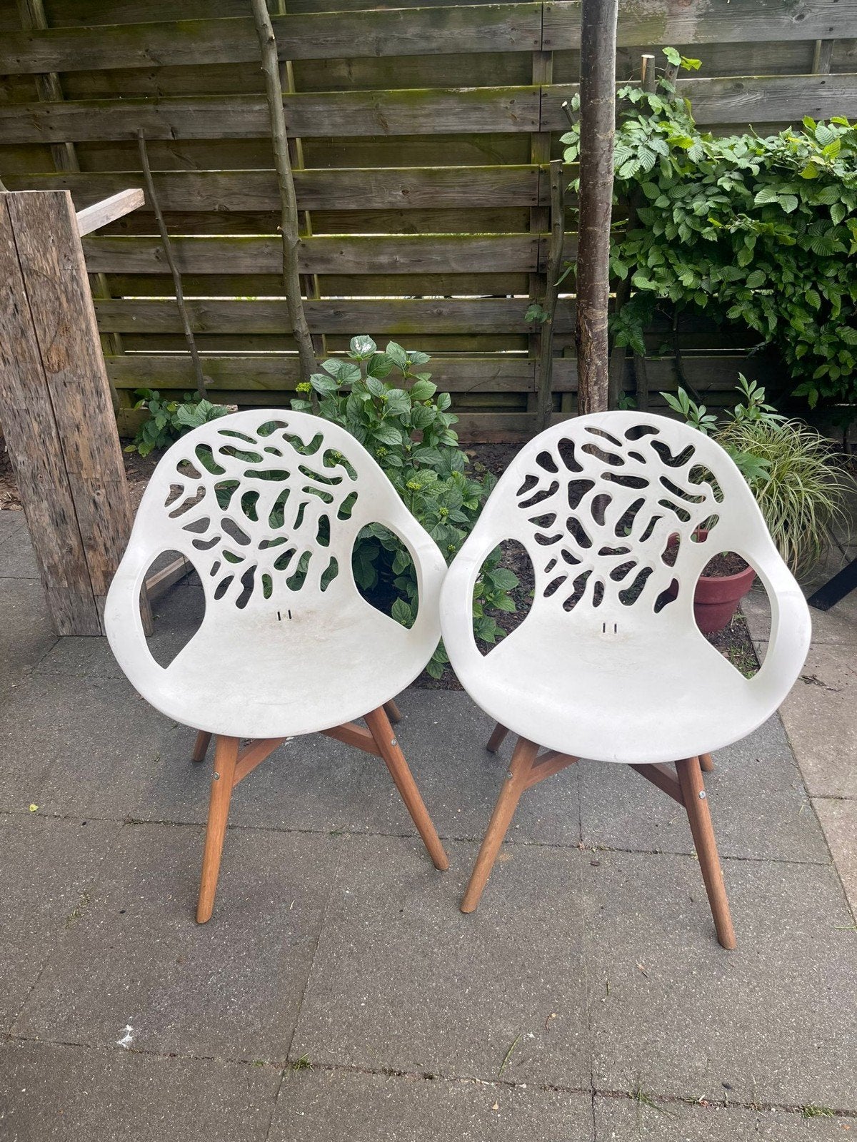 Set van 2 witte Ikea stoelen, Gebruikt, Twee, Wit, Ophalen