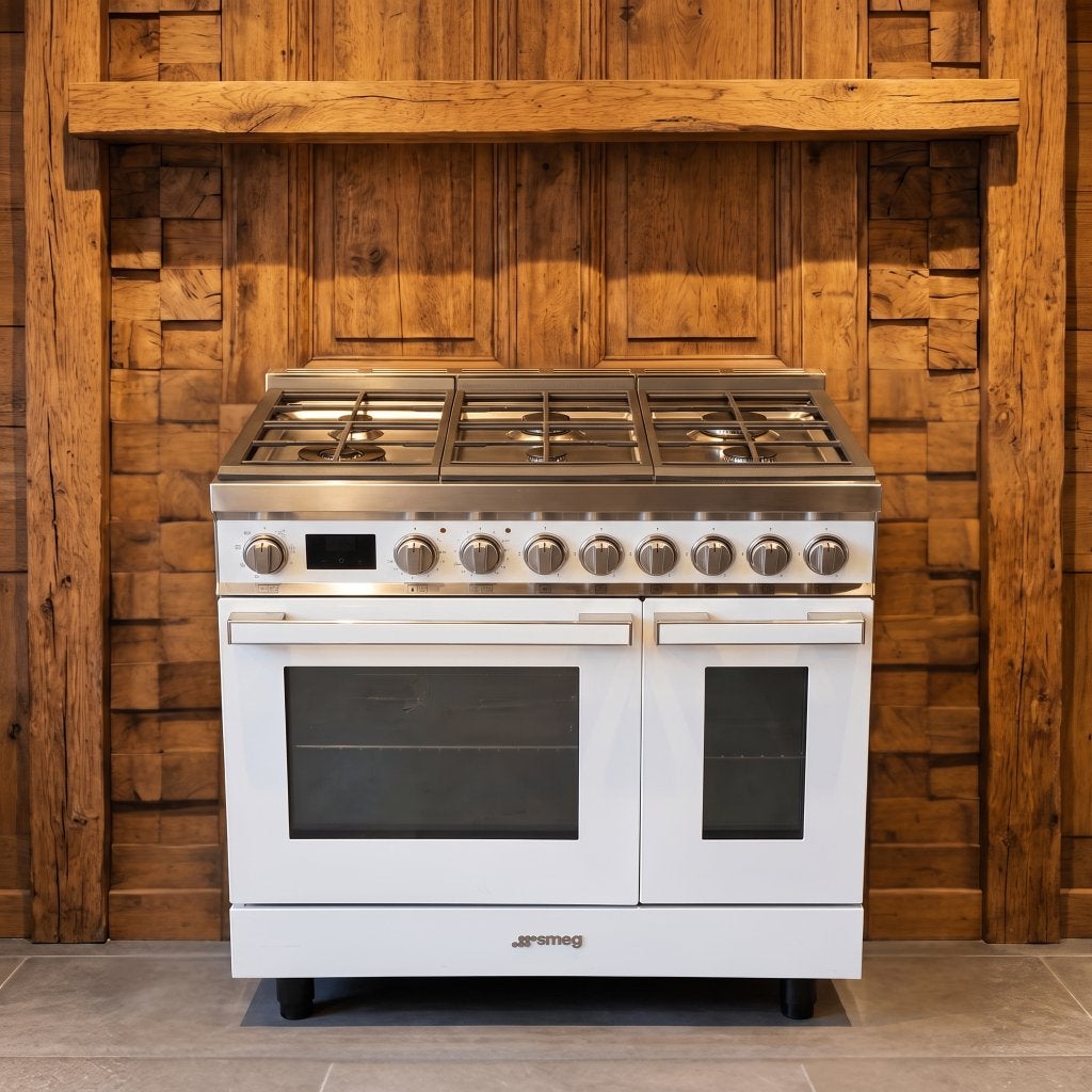 Smeg Portofino 90 cm · hoogglans wit · Incl conditierapport, 60 cm of meer, Ophalen of Verzenden, Zo goed als nieuw, Gas