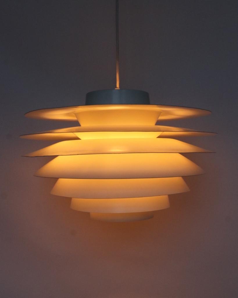 Vintage Verona 480 hanglamp wit Deens design schalenlamp, Vintage retro midcentury deens design, Gebruikt, Ophalen of Verzenden