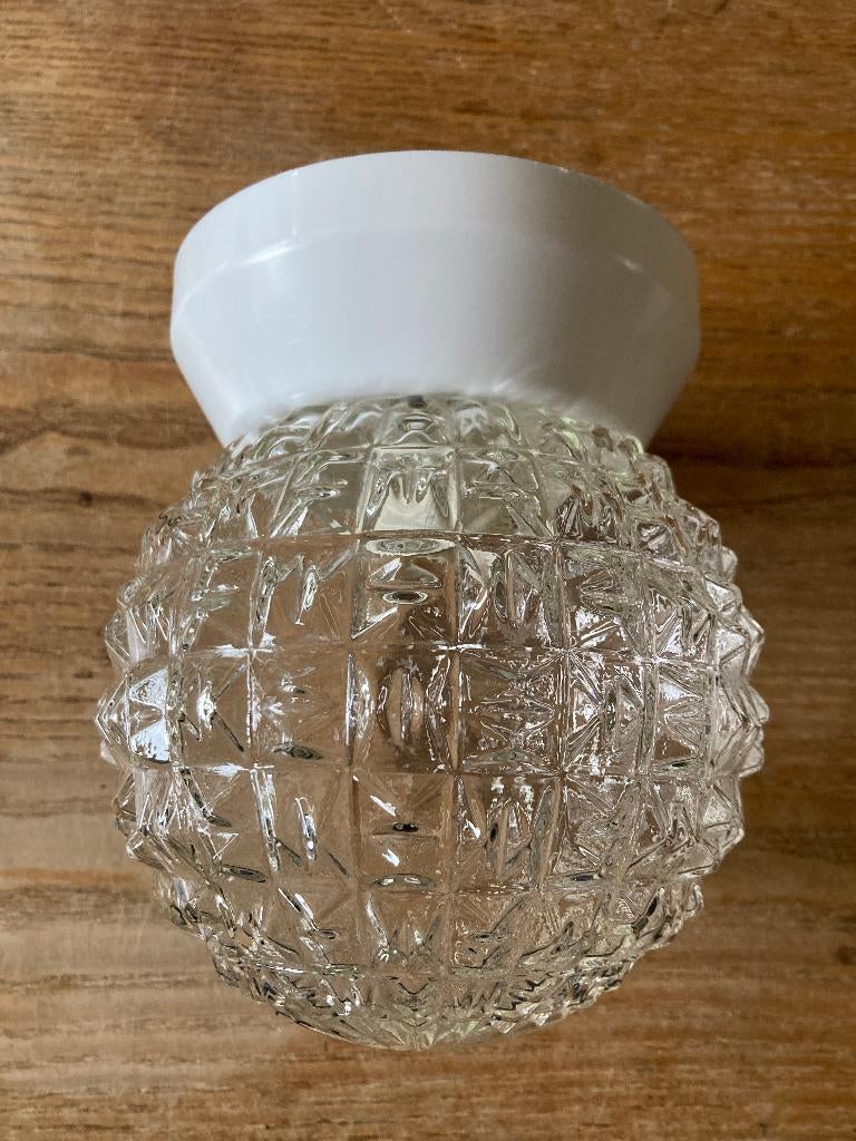 Vintage lampenbol schroefkogel helder glas rond bol, Ophalen of Verzenden, Zo goed als nieuw, Glas