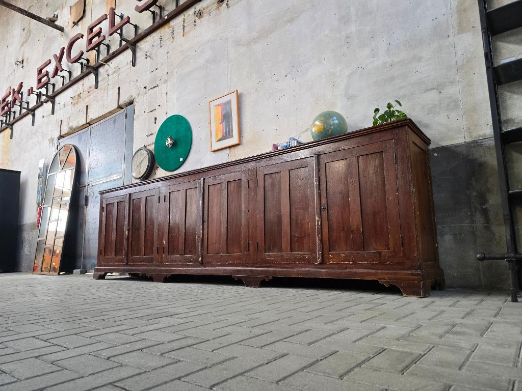 XL Antieke Klooster Kast | Vintage Groot Dressoir Wandmeubel