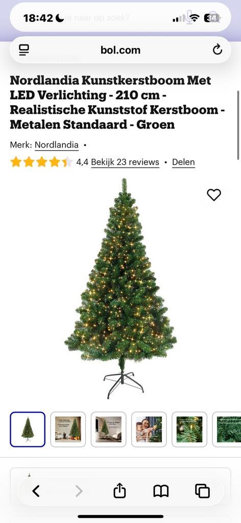 Nordlandia Kunstkerstboom Met LED Verlichting - 210 cm, Diversen, Kerst, Ophalen of Verzenden, Zo goed als nieuw, Nb, Nb