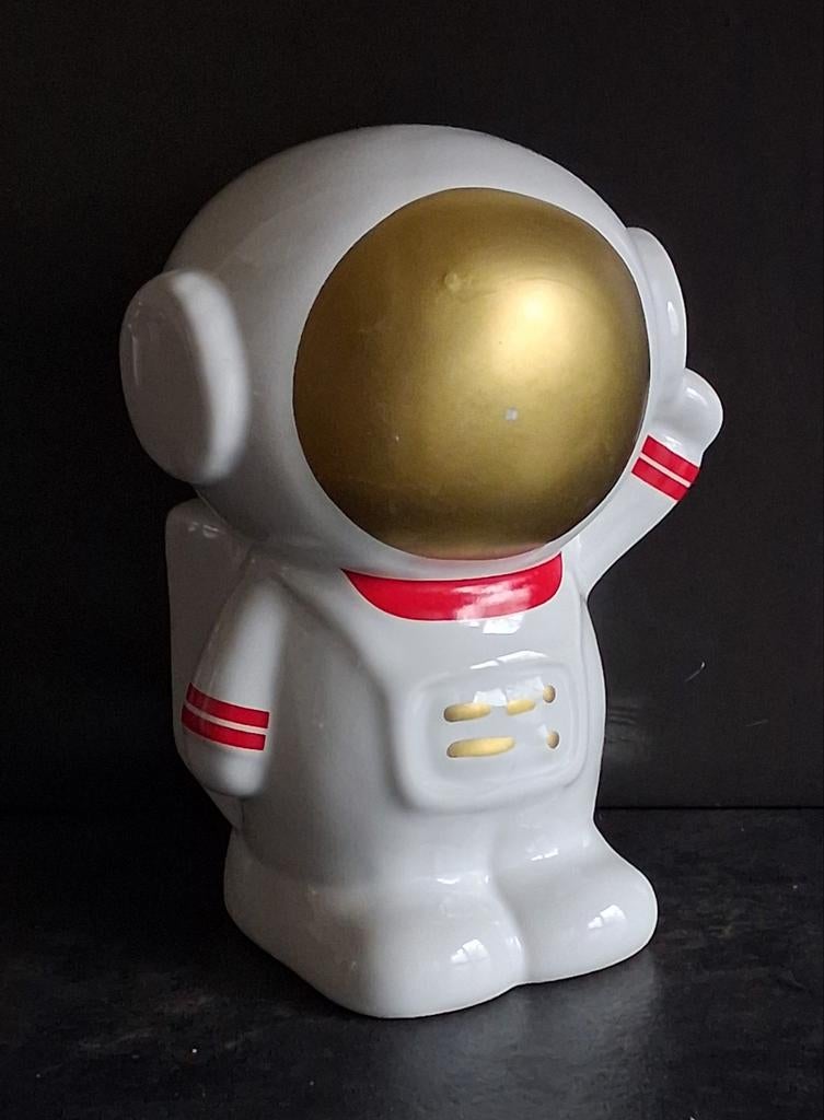 Astronaut. Spaarpot. Keramiek. Glazuur. 18 cm., Verzamelen, Ophalen, Zo goed als nieuw, Steen, Aardewerk of Keramiek, Overige thema's