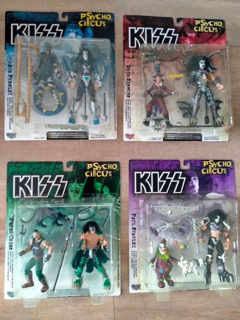 Kiss Psycho Circus Gene Ace Peter action figures figuren set, Ophalen of Verzenden, Zo goed als nieuw, Pop, Beeldje of Miniatuur