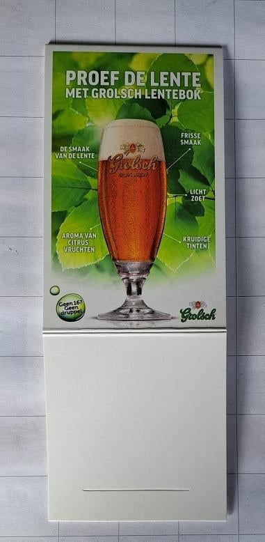 Grolsch Tafelstandaard Proef de Lente met Grolsch Lentebok, Ophalen of Verzenden, Nieuw, Reclamebord, Plaat of Schild, Grolsch