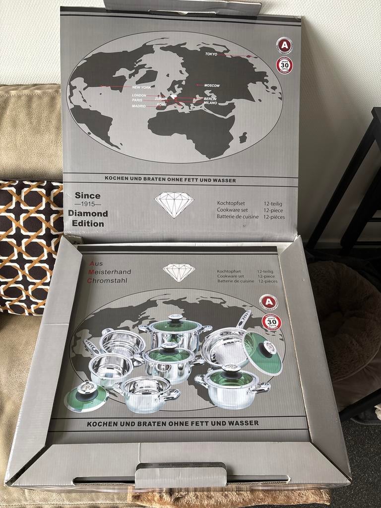Meisterhand Diamond Edition 12-delige Pannenset, Huis en Inrichting, Keuken | Potten en Pannen, Ophalen, Inductieplaat, Nieuw