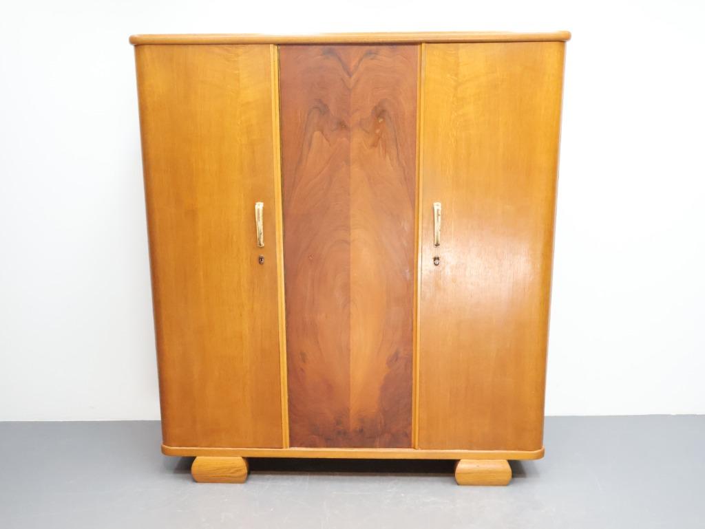 Vintage kledingkast jaren '50 eiken, Ophalen, Gebruikt, 150 tot 200 cm, Met lade(s)