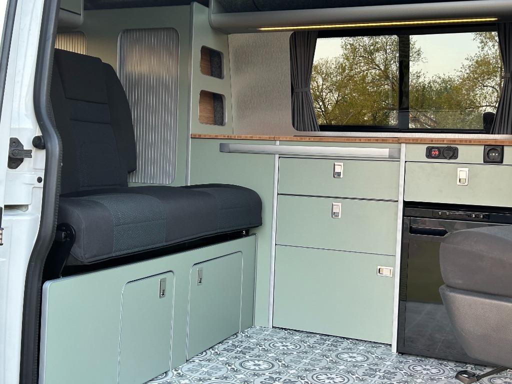 Meubelset keuken VW Transporter T5/T6 olijfgroen met bamboe, Ophalen, Info@termeercampers.nl, Nieuw, Termeer Campers