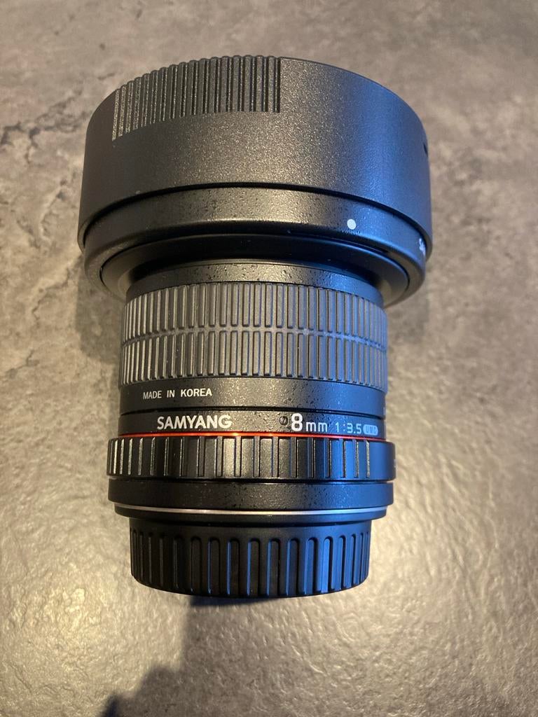 Samyang 8mm F3.5 Fisheye Lens, incl Lensdop, Ophalen of Verzenden, Zo goed als nieuw, Groothoek Fisheye-lens
