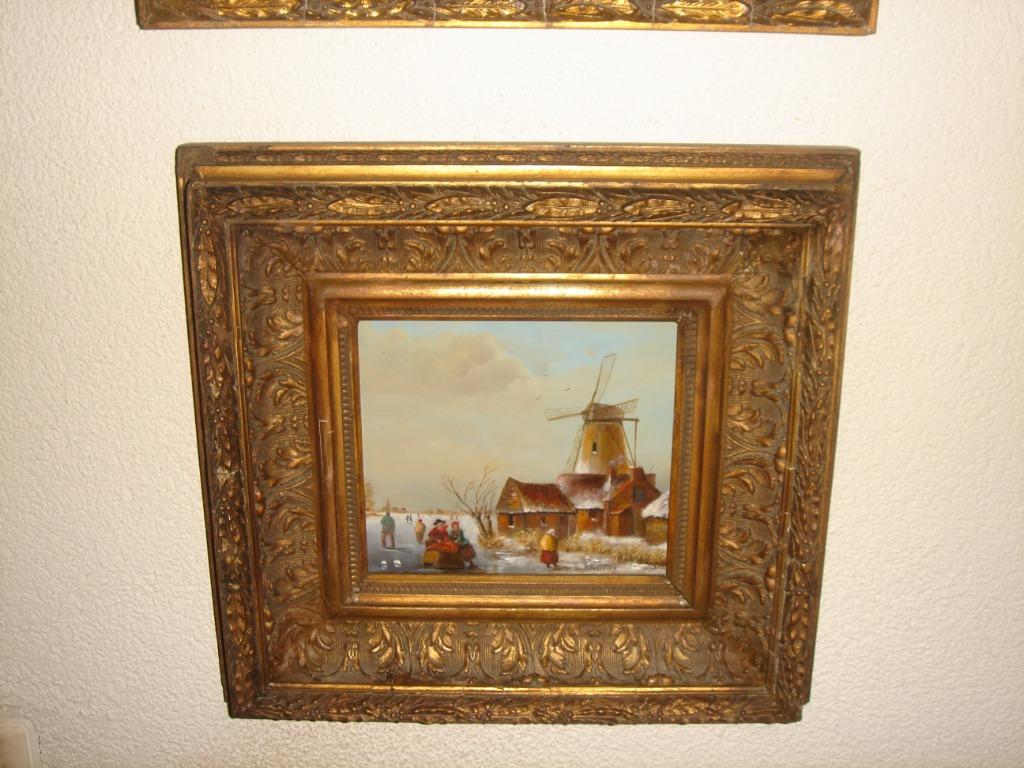 Winterlandschap met schaatsers, T.H. Wessling 12-12-1938., Ophalen of Verzenden