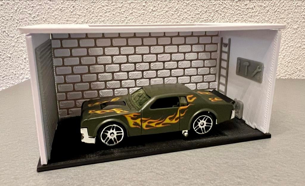 Diorama Garage 1:64 - Hot Wheels, Matchbox, Ophalen of Verzenden, Zo goed als nieuw