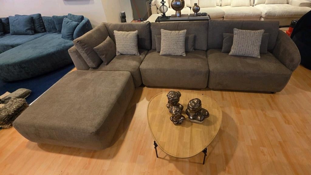 Mostera hoekbank - taupe kleur - passe partout, Ophalen of Verzenden, Zo goed als nieuw, 150 cm of meer, Vierpersoons of meer