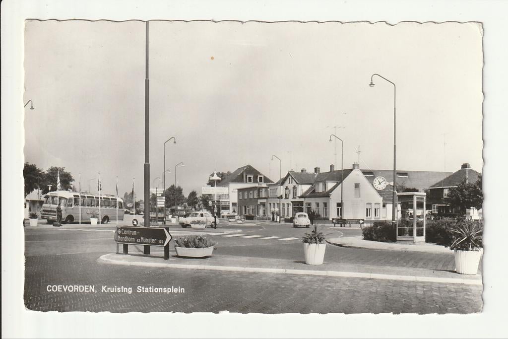 COEVORDEN KRUISING STATIONSPLEIN PIEPER MERCEDES B CARR SMIT, Ophalen of Verzenden, 1960 tot 1980, Gelopen, Drenthe