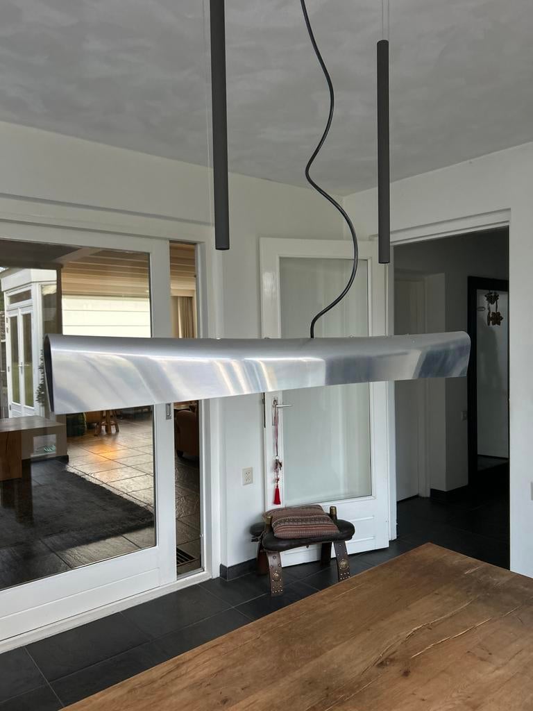 Moderne zilverkleurige hanglamp merk Anta, Ophalen, Zo goed als nieuw, Metaal, Minder dan 50 cm