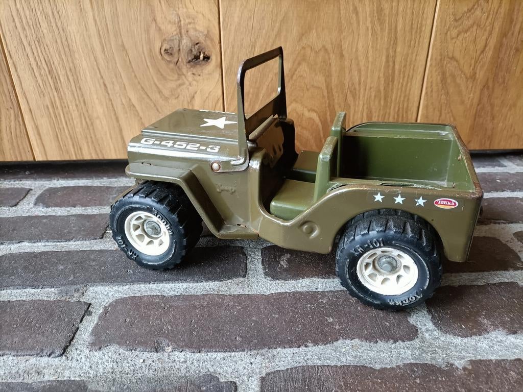 Vintage militaire jeep van Tonka. Retro voertuig., Antiek en Kunst, Antiek | Speelgoed, Ophalen